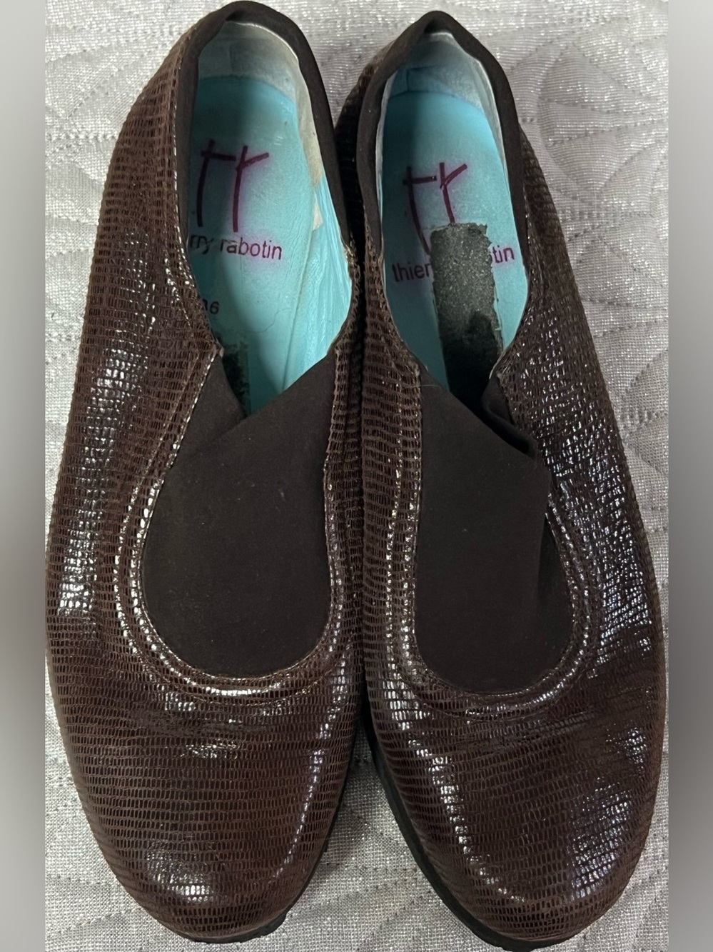 Thierry Rabotin Womens Dark Brown Leather Wedge Shoes Size 36